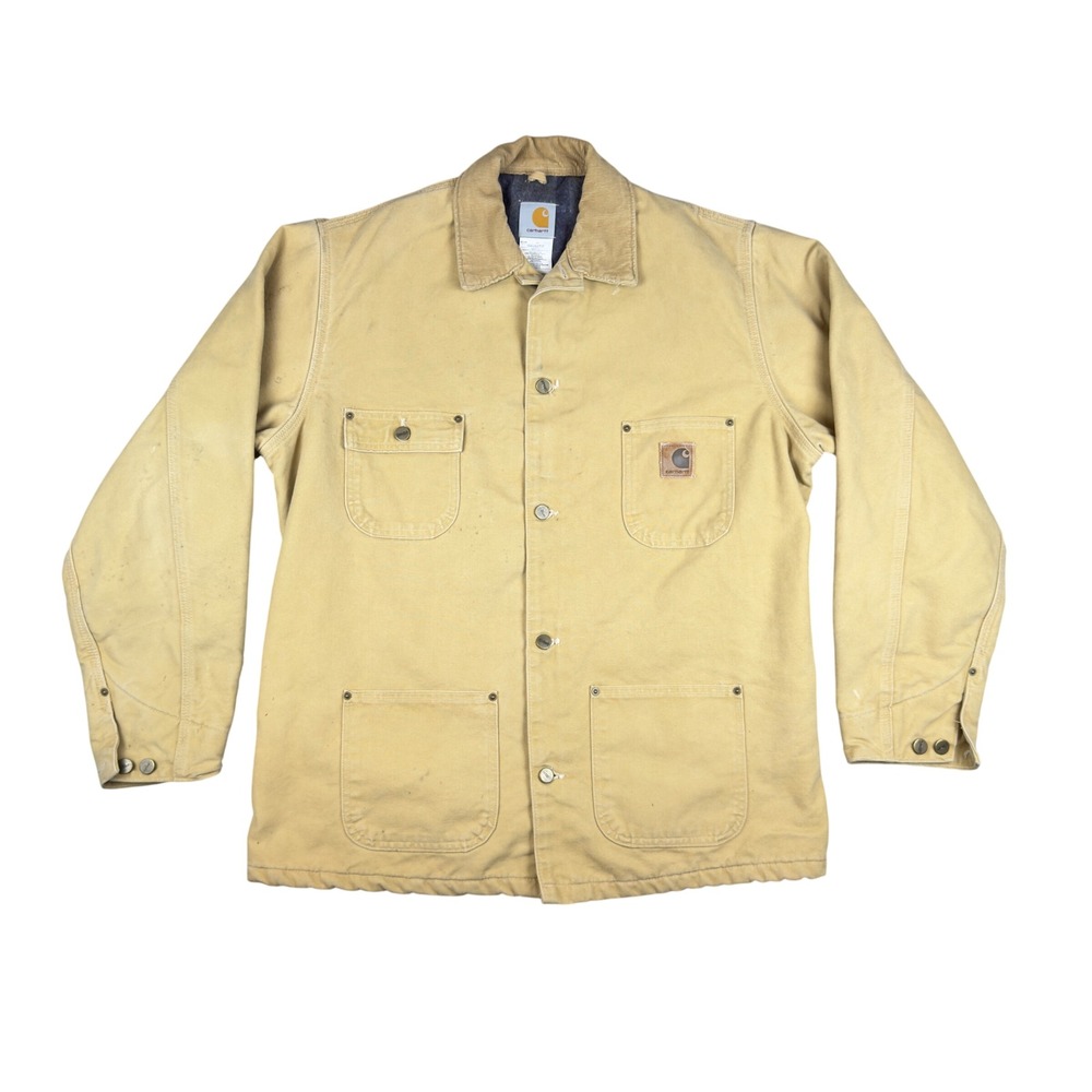 Vtg 2001 Carhartt C02 WET Chore Coat Mens Large Tall Wheat Blanket Lined USA